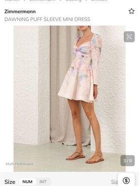 Zimmermann Pink Multi Hydrangea Puff Sleeve Mini Dress